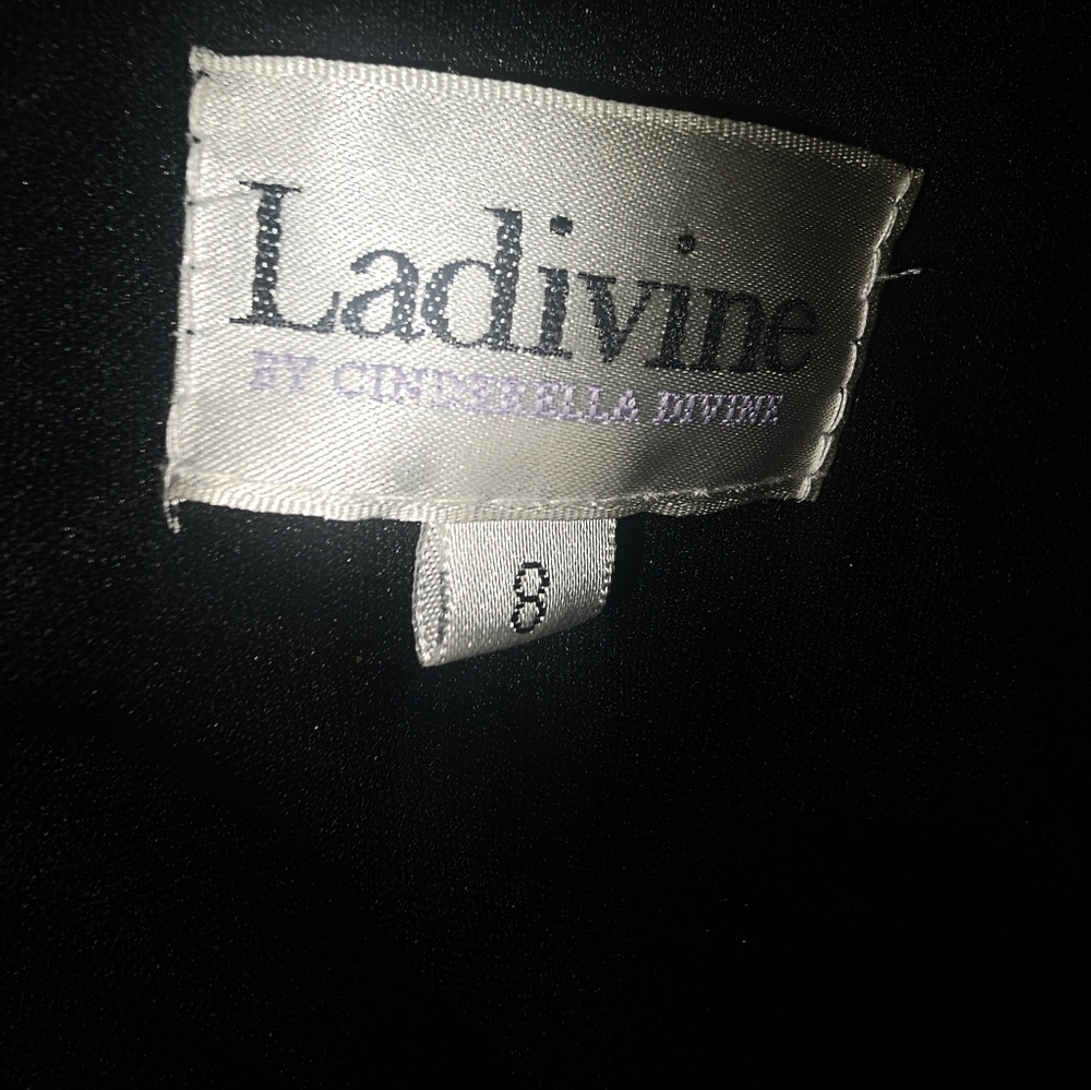 Ladivine Elegant Black Satin Gown with High Slit - Picture 7 of 7